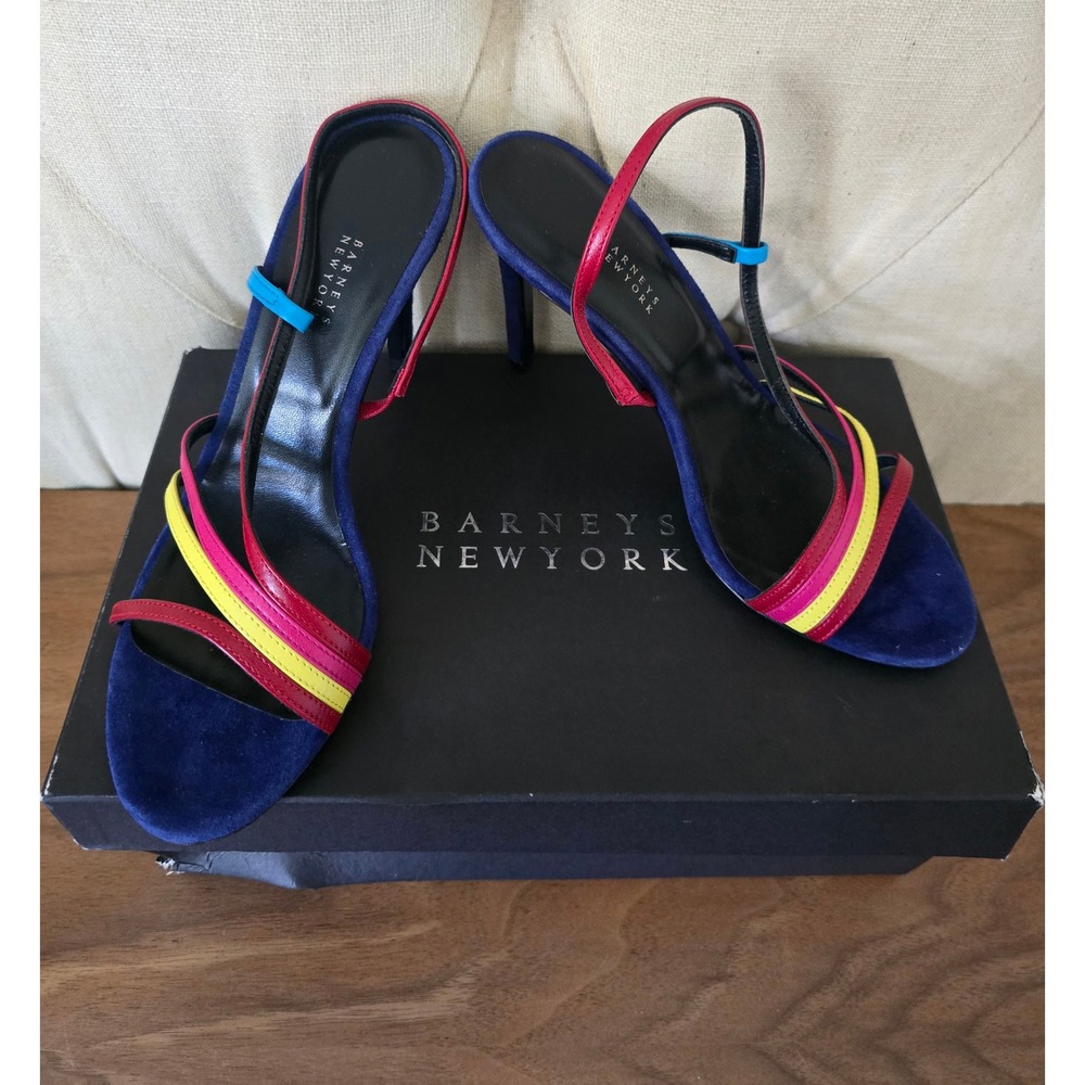 Barneys New York Shirley Nappa Multicolor Heels Size 37 Made in Italy New in Box